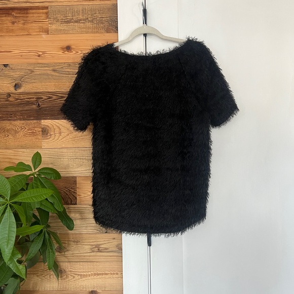 Topshop Fuzzy Eyelash Black Short Sleeve Sweater - Picture 3 of 4